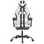 Silla gaming giratoria reposapiés cuero sintético blanco negro de , Sillones para videojuegos - Ref: Foro24-349541, Precio: 1...