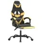 Silla gaming giratoria reposapiés cuero sintético negro dorado by , Gaming chairs - Ref: Foro24-349557, Price: 113,69 €, Disc...