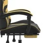Silla gaming giratoria reposapiés cuero sintético negro dorado by , Gaming chairs - Ref: Foro24-349557, Price: 113,69 €, Disc...