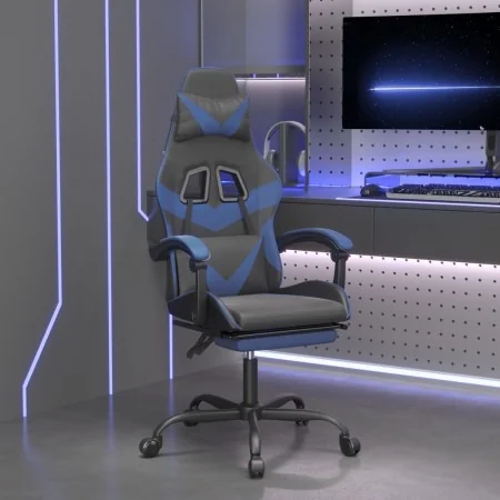 Silla gaming giratoria y reposapiés cuero sintético negro azul by , Gaming chairs - Ref: Foro24-349555, Price: 118,83 €, Disc...