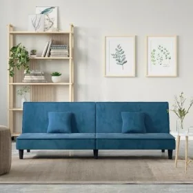 Sofá cama de terciopelo azul by , Sofas - Ref: Foro24-351906, Price: 245,63 €, Discount: %