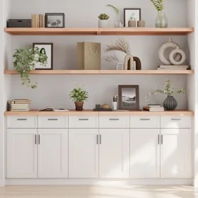Estante de pared madera maciza roble sin tratar 220x60x(2-4) cm by , Shelves and shelves - Ref: Foro24-363618, Price: 144,99 ...