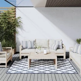 Alfombra de exterior azul marino y blanca reversible 100x200 cm by , Outdoor protectors - Ref: Foro24-364784, Price: 37,04 €,...