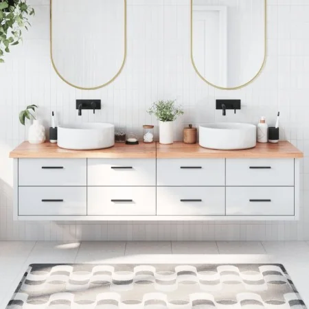 Encimera baño madera maciza tratada marrón claro 200x50x(2-4)cm von , Arbeitsplatten - Ref: Foro24-3156173, Preis: 133,06 €, ...