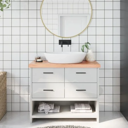Encimera baño madera maciza tratada marrón claro 100x30x(2-6)cm by , Countertops - Ref: Foro24-3156127, Price: 62,16 €, Disco...