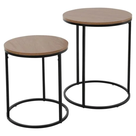 H&S Collection Mesas auxiliares 2 pzas superficie madera natural negro by , Side tables - Ref: Foro24-445878, Price: 59,73 €,...
