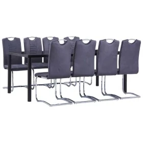 Juego de comedor 9 piezas piel de ante artificial gris von , Möbelsets für Küchen und Esszimmer - Ref: Foro24-3053176, Preis:...