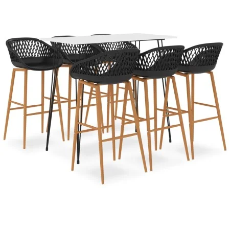 Mesa alta y taburetes de bar 7 piezas blanco y negro by , Furniture sets for kitchens and dining rooms - Ref: Foro24-3057420,...