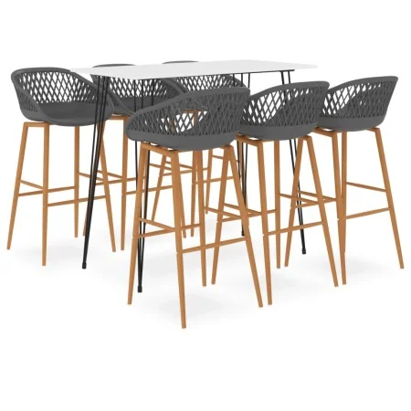 Mesa alta y taburetes de bar 7 piezas blanco y gris von , Möbelsets für Küchen und Esszimmer - Ref: Foro24-3057422, Preis: 52...