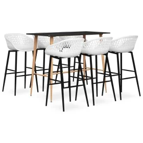Mesa alta y taburetes de bar 7 piezas negro y blanco von , Möbelsets für Küchen und Esszimmer - Ref: Foro24-3057474, Preis: 4...