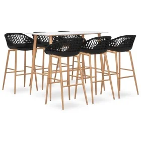 Mesa alta y taburetes de bar 7 piezas blanco y negro de , muebles para cocinas y comedores - Ref: Foro24-3057448, Precio: 547...