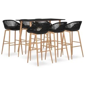 Mesa alta y taburetes de bar 7 piezas negro by , Furniture sets for kitchens and dining rooms - Ref: Foro24-3057476, Price: 5...
