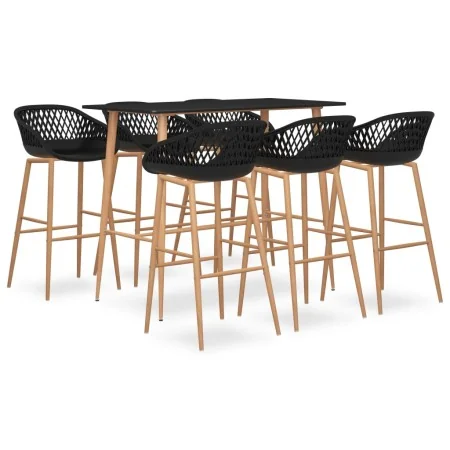 Mesa alta y taburetes de bar 7 piezas negro by , Furniture sets for kitchens and dining rooms - Ref: Foro24-3057476, Price: 5...