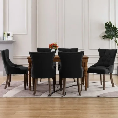 Sillas de comedor 6 unidades tela negras de , Sillas de comedor - Ref: Foro24-3058304, Precio: 976,69 €, Descuento: %
