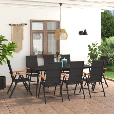Juego de comedor para jardín 9 piezas negro y marrón de , Conjuntos de jardín - Ref: Foro24-3060093, Precio: 663,29 €, Descue...