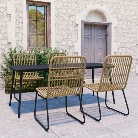 Juego de comedor para jardín 5 piezas ratán sintético y vidrio de , Conjuntos de jardín - Ref: Foro24-3060233, Precio: 631,95...