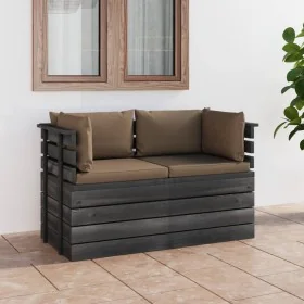 Sofá de palets de jardín 2 plazas y cojines madera maciza pino von , Gartensets - Ref: Foro24-3061739, Preis: 259,28 €, Rabat...