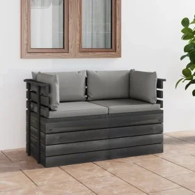 Sofá de palets de jardín 2 plazas y cojines madera maciza pino by , Garden sets - Ref: Foro24-3061732, Price: 222,72 €, Disco...