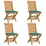 Sillas de jardín 4 uds con cojines azules madera de teca de , Sillas de jardín - Ref: Foro24-3062572, Precio: 244,87 €, Descu...