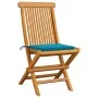 Sillas de jardín 4 uds con cojines azules madera de teca de , Sillas de jardín - Ref: Foro24-3062572, Precio: 244,87 €, Descu...