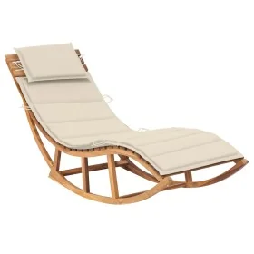 Tumbona mecedora con cojín madera maciza de teca de , Tumbonas - Ref: Foro24-3063335, Precio: 350,75 €, Descuento: %