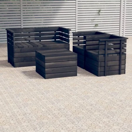Muebles palets de jardín 5 pzas madera maciza pino gris oscuro de , Conjuntos de jardín - Ref: Foro24-3063742, Precio: 419,11...