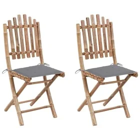 Sillas de jardín plegables 2 unidades bambú con cojines by , Garden chairs - Ref: Foro24-3063988, Price: 118,51 €, Discount: %