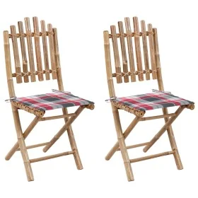 Sillas de jardín plegables 2 unidades bambú con cojines by , Garden chairs - Ref: Foro24-3064000, Price: 111,47 €, Discount: %