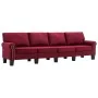 Sofá de 4 plazas de tela color vino tinto by , Sofas - Ref: Foro24-287178, Price: 456,91 €, Discount: %