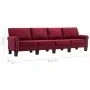 Sofá de 4 plazas de tela color vino tinto by , Sofas - Ref: Foro24-287178, Price: 456,91 €, Discount: %