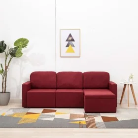 Sofá cama modular de 3 plazas tela color vino tinto by , Sofas - Ref: Foro24-288790, Price: 453,74 €, Discount: %