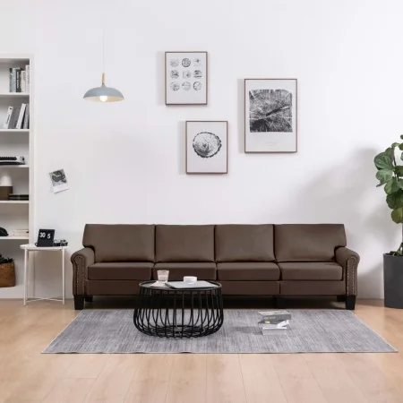Sofá de 4 plazas de tela marrón by , Sofas - Ref: Foro24-287173, Price: 493,62 €, Discount: %