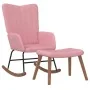 Silla mecedora con reposapiés terciopelo rosa de , Mecedoras - Ref: Foro24-327758, Precio: 159,72 €, Descuento: %