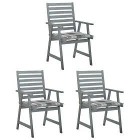 Sillas comedor de jardín 3 uds madera maciza acacia y cojines by , Garden chairs - Ref: Foro24-3064442, Price: 292,46 €, Disc...