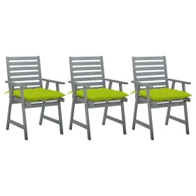 Sillas comedor de jardín 3 uds madera maciza acacia y cojines by , Garden chairs - Ref: Foro24-3064454, Price: 288,75 €, Disc...