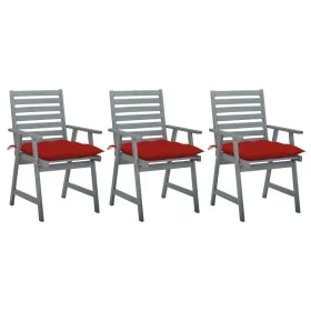 Sillas comedor de jardín 3 uds madera maciza acacia y cojines von , Gartenstühle - Ref: Foro24-3064449, Preis: 288,75 €, Raba...