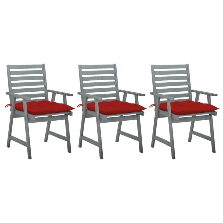 Sillas comedor de jardín 3 uds madera maciza acacia y cojines de , Sillas de jardín - Ref: Foro24-3064449, Precio: 288,73 €, ...
