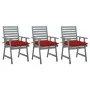 Sillas comedor de jardín 3 uds madera maciza acacia y cojines de , Sillas de jardín - Ref: Foro24-3064449, Precio: 288,73 €, ...