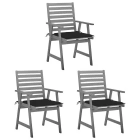 Sillas comedor de jardín 3 uds madera maciza acacia y cojines by , Garden chairs - Ref: Foro24-3064435, Price: 290,04 €, Disc...