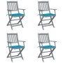 Sillas de jardín plegables 4 uds cojines madera maciza acacia von , Gartenstühle - Ref: Foro24-3064513, Preis: 183,19 €, Raba...