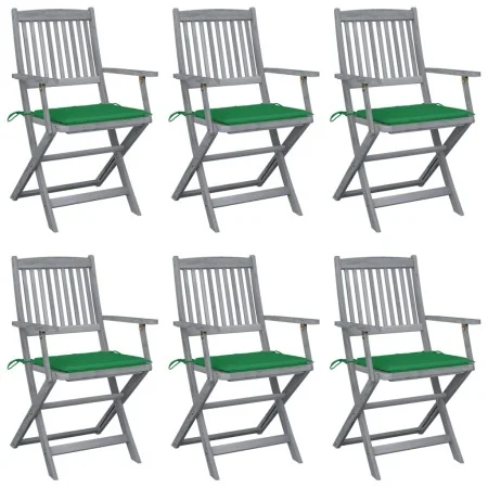 Sillas de jardín plegables 6 uds cojines madera maciza acacia de , Sillas de jardín - Ref: Foro24-3065412, Precio: 291,10 €, ...