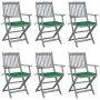 Sillas de jardín plegables 6 uds cojines madera maciza acacia de , Sillas de jardín - Ref: Foro24-3065412, Precio: 291,10 €, ...
