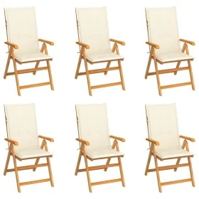 Sillas de jardín 6 uds madera maciza de teca cojines crema von , Gartenstühle - Ref: Foro24-3065562, Preis: 768,92 €, Rabatt: %