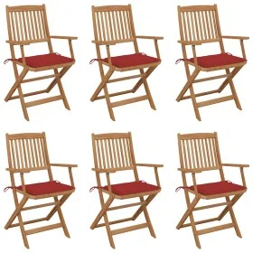 Sillas de jardín plegables 6 uds y cojines madera maciza acacia von , Gartenstühle - Ref: Foro24-3065467, Preis: 338,75 €, Ra...