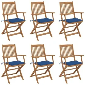Sillas de jardín plegables 6 uds y cojines madera maciza acacia by , Garden chairs - Ref: Foro24-3065465, Price: 320,15 €, Di...
