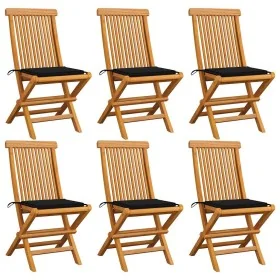 Sillas de jardín 6 uds con cojines negros madera de teca von , Gartenstühle - Ref: Foro24-3065597, Preis: 394,56 €, Rabatt: %