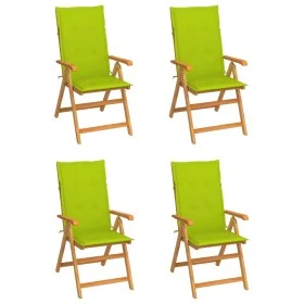 Sillas de jardín 4 uds madera de teca y cojines verde brillante von , Gartenstühle - Ref: Foro24-3065541, Preis: 514,73 €, Ra...