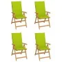 Sillas de jardín 4 uds madera de teca y cojines verde brillante de , Sillas de jardín - Ref: Foro24-3065541, Precio: 514,79 €...