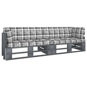 Sofá de palets 2 plazas cojines gris madera de pino impregnada by , Garden sets - Ref: Foro24-3066638, Price: 260,23 €, Disco...