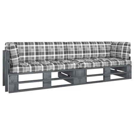 Sofá de palets 2 plazas cojines gris madera de pino impregnada de , Conjuntos de jardín - Ref: Foro24-3066638, Precio: 260,03...
